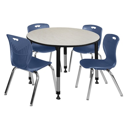 Regency Tables > Height Adjustable > Round Table & Chair Sets, 48 W, 48 L, 23-34 H, Maple TB48RNDPLAPBK40NV